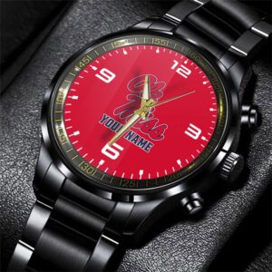 Custom Name Ole Miss Rebels NCAA Black Hand Watch Gifts For Fans 1