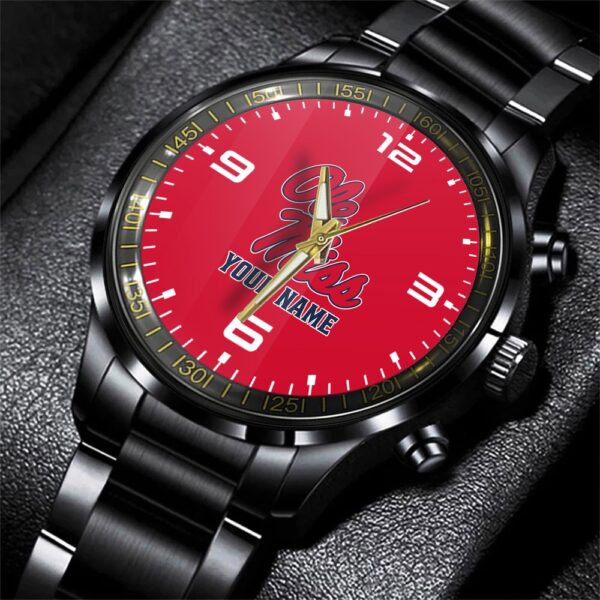 Custom Name Ole Miss Rebels NCAA Black Hand Watch Gifts For Fans