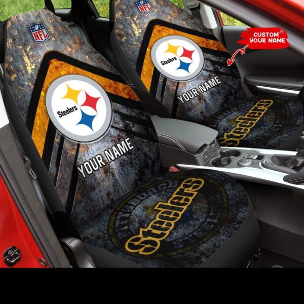 Custom Name Pittsburgh Steelers Camo Car Seat Cover