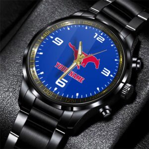 Custom Name SMU Mustangs NCAA Black Hand Watch Gifts For Fans 1