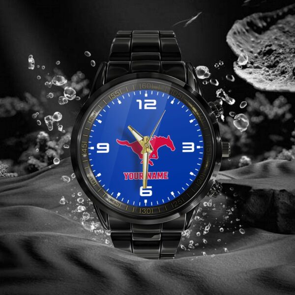 Custom Name SMU Mustangs NCAA Black Hand Watch Gifts For Fans