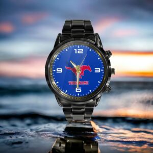 Custom Name SMU Mustangs NCAA Black Hand Watch Gifts For Fans 3