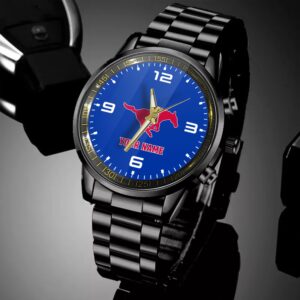 Custom Name SMU Mustangs NCAA Black Hand Watch Gifts For Fans 4