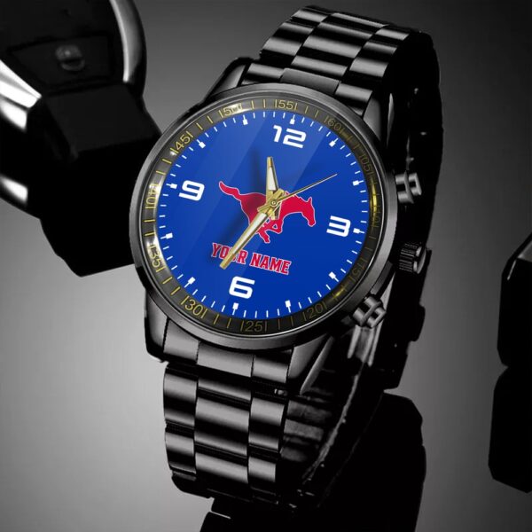 Custom Name SMU Mustangs NCAA Black Hand Watch Gifts For Fans