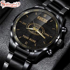 Custom Name San Francisco 49ers NFL Black Stainless Steel Watch For Fans 4