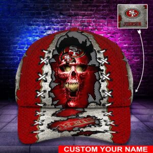 Custom Name San Francisco 49ers NFL Skull Classic Cap 1