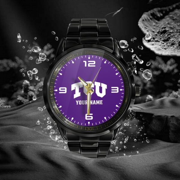 Custom Name TCU Horned Frogs NCAA Black Hand Watch Gifts For Fans