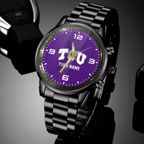 Custom Name TCU Horned Frogs NCAA Black Hand Watch Gifts For Fans