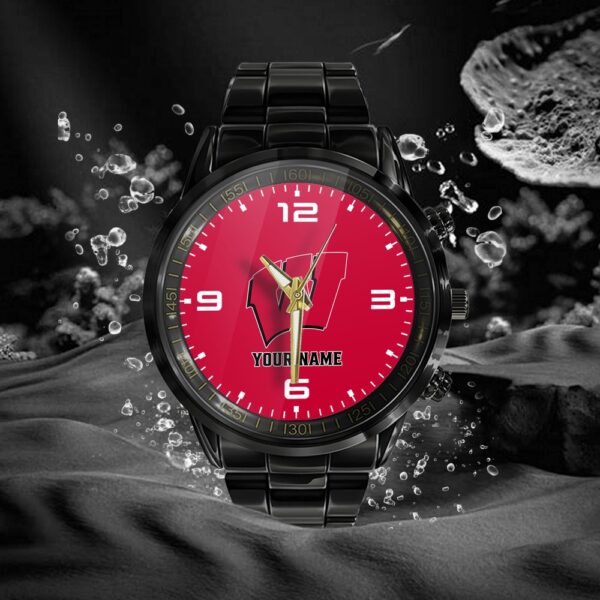 Custom Name Wisconsin Badgers NCAA Black Hand Watch Gifts For Fans