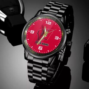 Custom Name Wisconsin Badgers NCAA Black Hand Watch Gifts For Fans 3