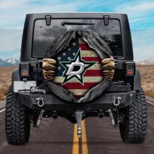 Dallas Stars American Flag Spare Tire Cover Gift For Campers