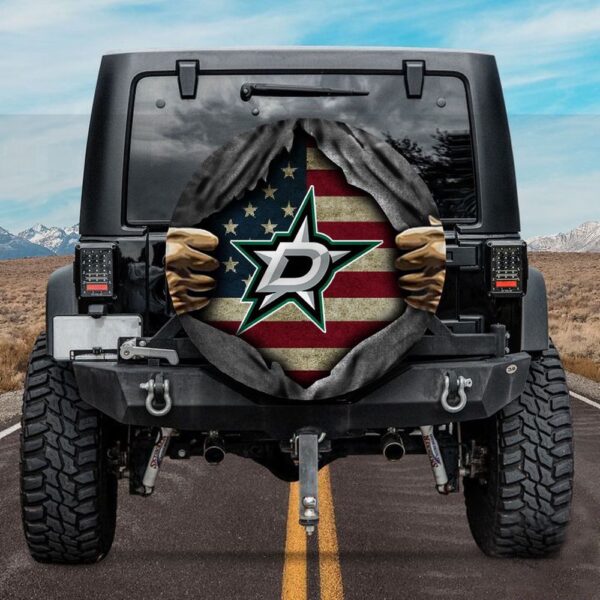 Dallas Stars American Flag Spare Tire Cover Gift For Campers