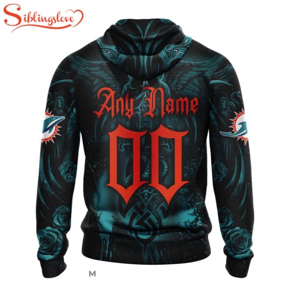 Custom Name And Number Miami Dolphins NFL Halloween All Over Print Hoodie Shirt