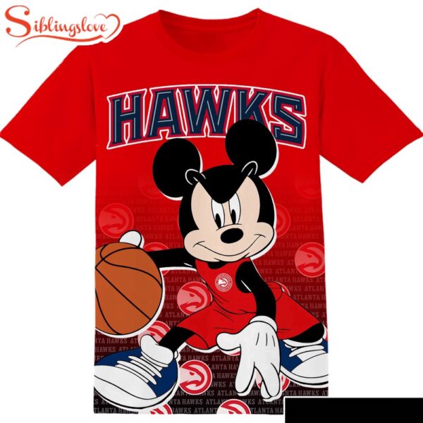 NBA Atlanta Hawks Disney Mickey  All Over Print T-Shirt