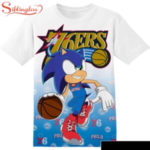 NBA Philadelphia 76ers Sixers Sonic the Hedgehog  All Over Print T-Shirt