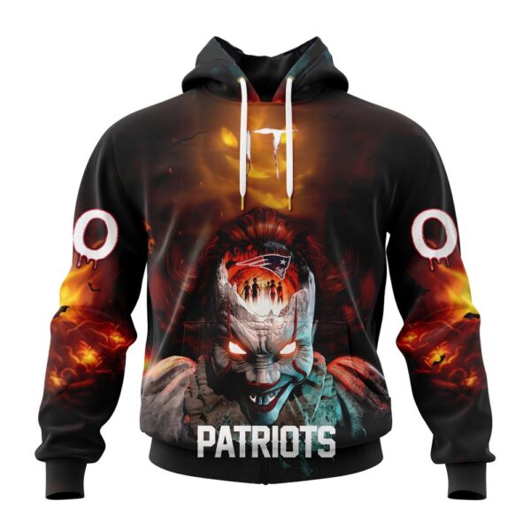 Custom Name And Number NFL New England Patriots Halloween Badut Mematikan 3D Hoodie Shirt