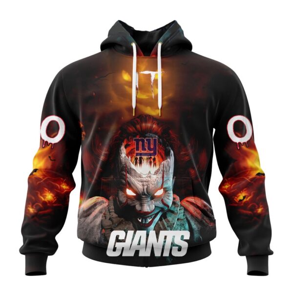 Custom Name And Number NFL New York Giants Halloween Badut Mematikan 3D Hoodie Shirt