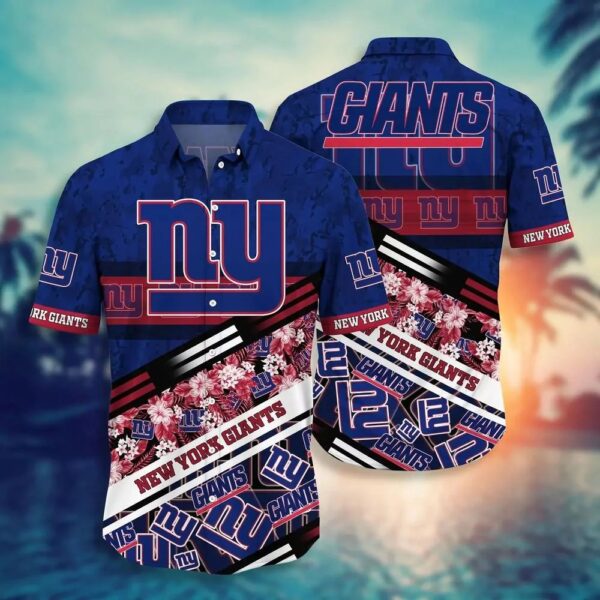 New York Giants Nfl Hawaiian Shirt Graphic Tropical Pattern 3d Printed Beach Shirt Summer Best Gift For Fans