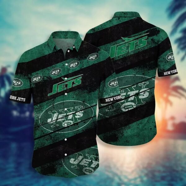 New York Jets Nfl Hawaiian Shirt Graphic Tropical Pattern  Sleeve New Hot Trend Summer For Best Fans