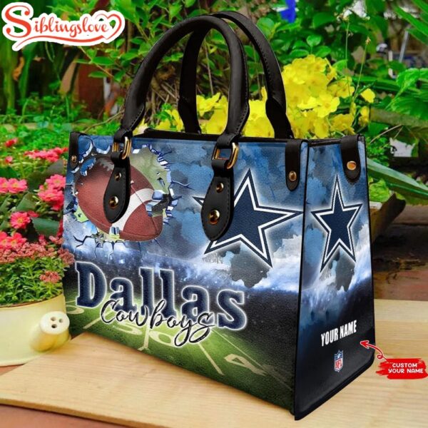 Personalized Name NFL Dallas Cowboys Leather Handbag