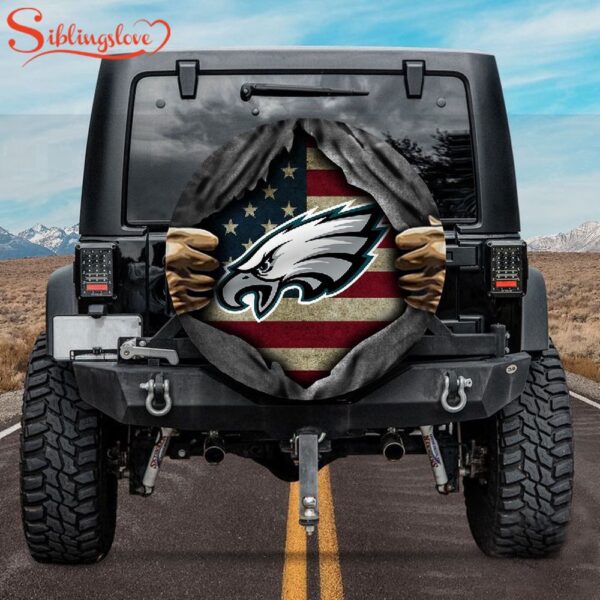 Philadelphia Eagles American Flag Spare Tire Cover Gift For Campers