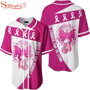 Pink Butterfly Breast Cancer Awareness Baseball Jersey  Shirt