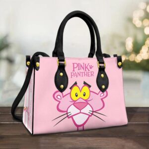 Pink Panther Cartoon Leather Handbag