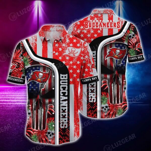 Tampa Bay Buccaneers Nfl Hawaiian Shirt Graphic Tropical Patterns Skull Punisher 3d Printed Best Gift For Fans