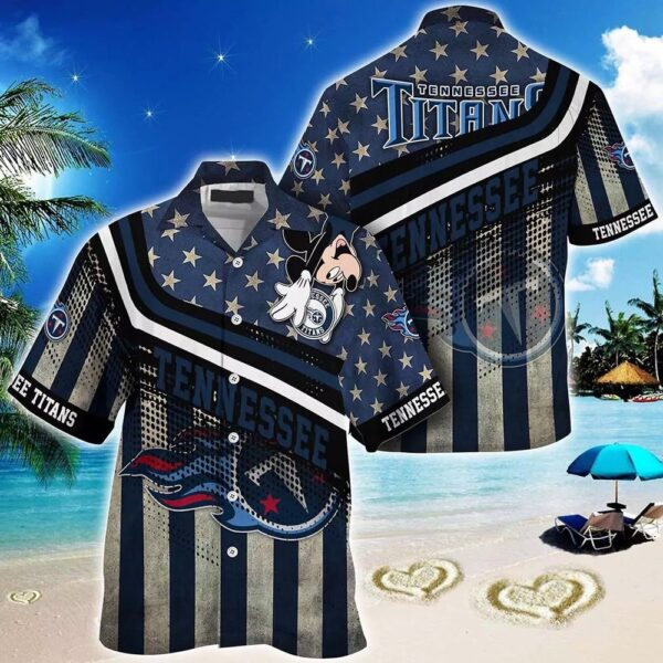 Tennessee Titans Nfl Hawaiian Shirt Mickey Graphic American Flag Printed 3d Shirt Best Gift For Fans