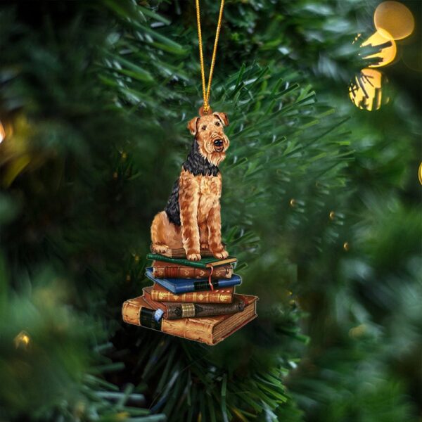 Airedale Terrier-Sit On The Book Two Sides Christmas Plastic Hanging Ornament