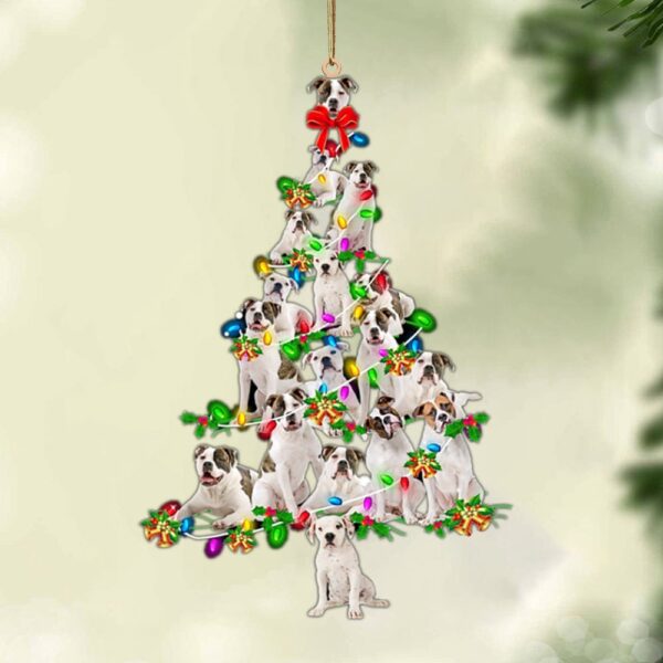 American Bulldog-Christmas Tree Lights-Two Sided Christmas Plastic Hanging Ornamen