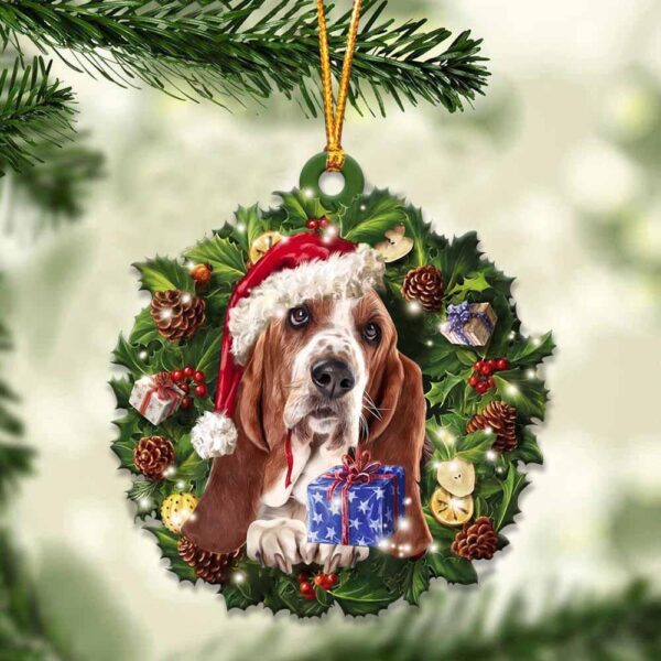 Basset Hound With Santa Hat Christmas Dog Ornaments Best Xmas Gifts