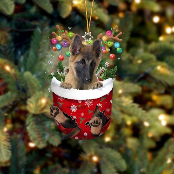 Belgian Tervuren In Snow Pocket Christmas Ornament Hanging Gift