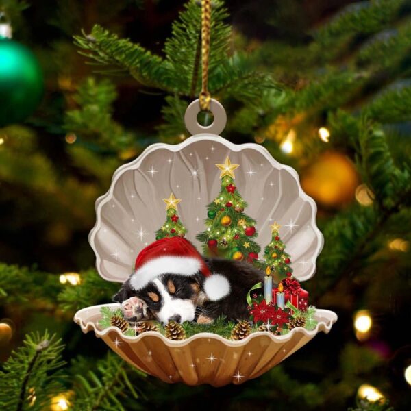 Bernese Mountain-Sleeping Pearl In Christmas Two Sided Christmas Plastic Hanging Ornamen