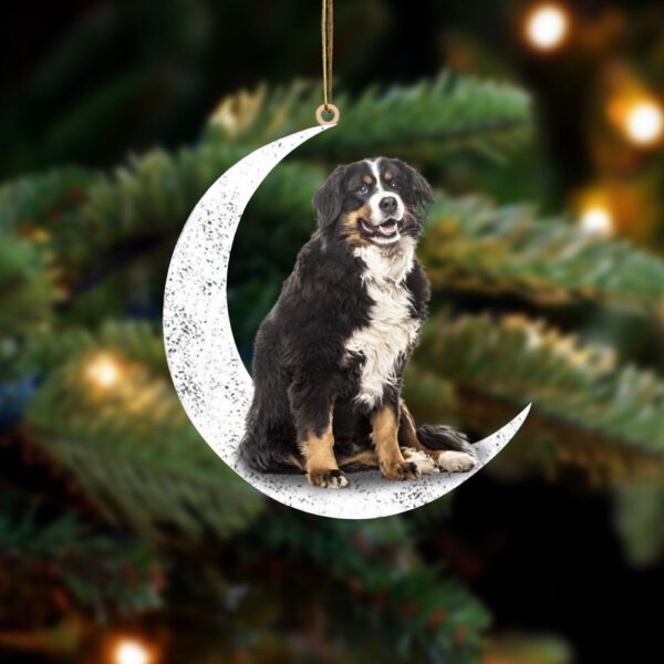 Bernese Mountain 2-Sit On The Moon-Two Sided Christmas Plastic Hanging Ornamen