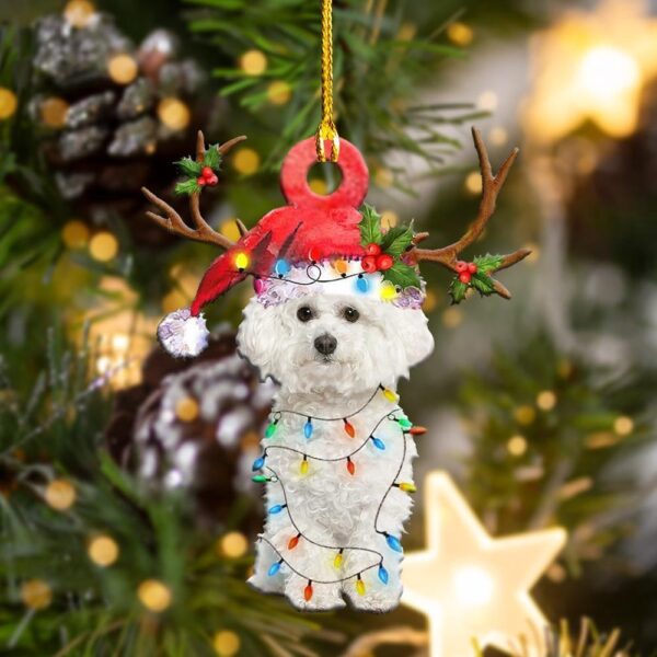 Bichon Frise Christmas Shape Christmas Plastic Hanging Ornament