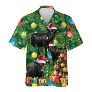Black Angus Cow Christmas Hawaiian…