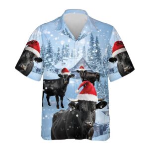 Black Angus Cow Snowy Christmas…