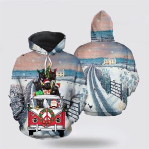 Black Cat Santa Christmas All Over Print 3D Hoodie