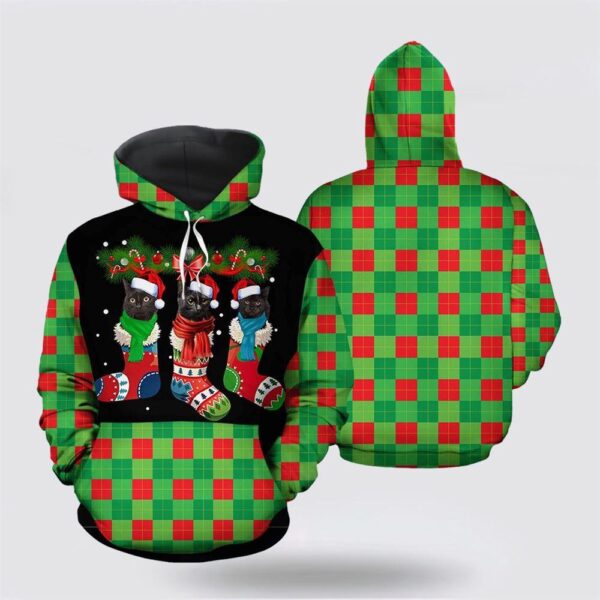 Black Cat Socks Christmas All Over Print Hoodie