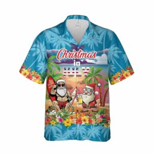 Christmas Santa Claus Surfing Hawaiian…