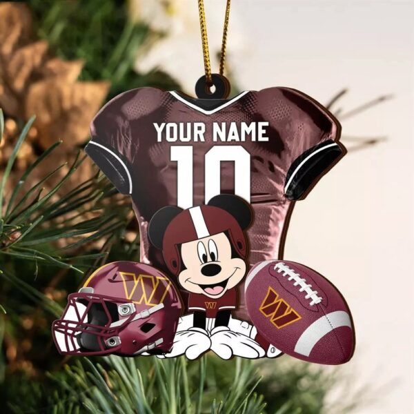 Custom Name NFL Washington Commanders Football Mickey Mouse Christmas Ornament