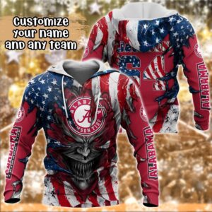 Customized NCAA Alabama Crimson Tide Hoodie 3D Athletic Bliss For Fans