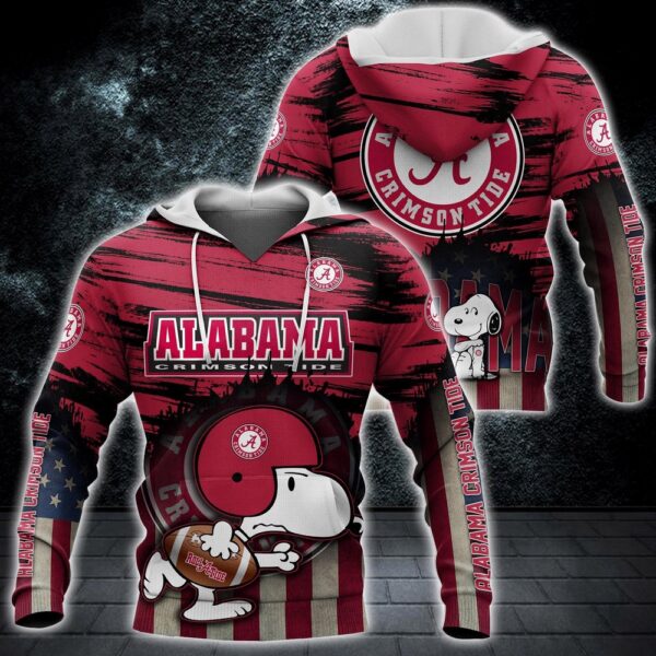 Customized NCAA Alabama Crimson Tide Hoodie 3D Snoopy Pattern For Fans