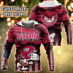 Customized NCAA Alabama Crimson Tide Hoodie 3D Snoopy Sports For Fans