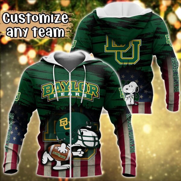 Customized NCAA Baylor Bears Hoodie 3D Snoopy Plays Sports For Fans