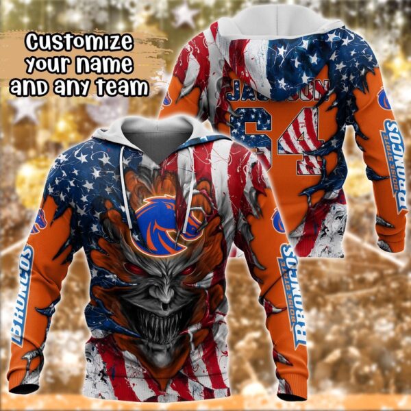 Customized NCAA Boise State Broncos Hoodie 3D Athletic Bliss For Fans