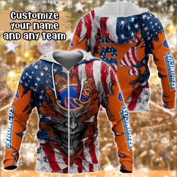 Customized NCAA Boise State Broncos Hoodie 3D Athletic Bliss For Fans