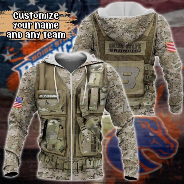 Customized NCAA Boise State Broncos Hoodie 3D Camo Parade For Fans