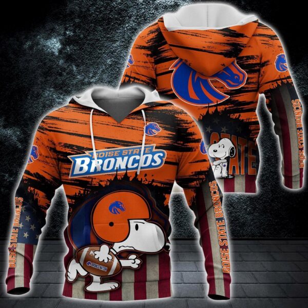 Customized NCAA Boise State Broncos Hoodie 3D Snoopy Pattern For Fans